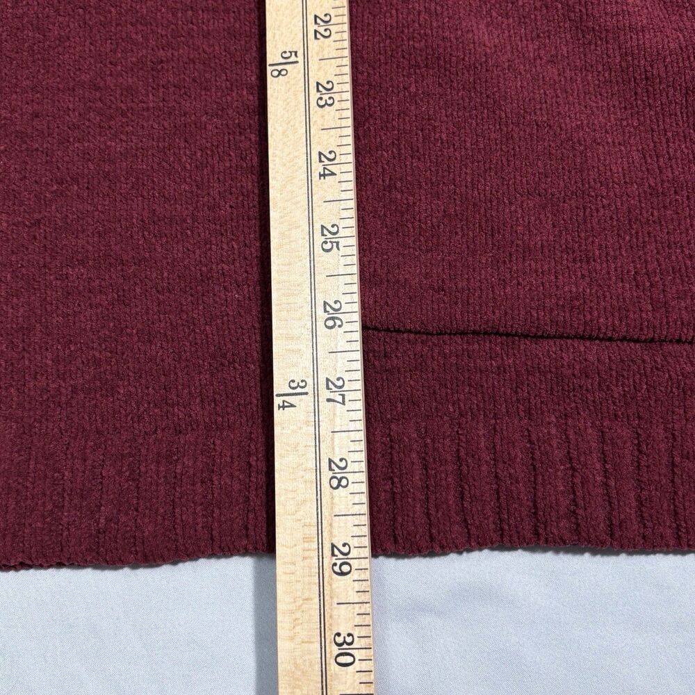 J Jill Chenille Oversized Sweater XL Burgundy Drop Shoulder Mock Neck Pockets - Picture 8 of 10